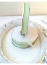 Панделка органза за декорация на ролка ширина 1 см цвят светло зелено резеда (мента)